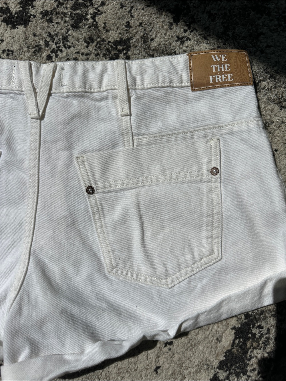 Free People White Rolled-Hem Denim Shorts - Picture 6 of 7